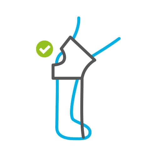 Icono de corrector propioceptivo ajustado a la pata de un perro con un check de aprobación.