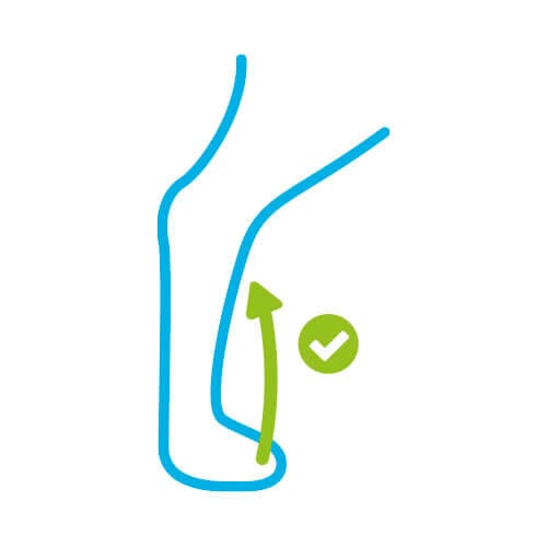 Icono que muestra una pata de perro en posición corregida con una flecha ascendente y un check.