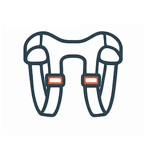 Icono de diseño ergonómico y seguro del arnés de soporte trasero para perros