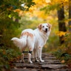 banda de control para patas traseras del perro. Perro caminando con Walkband Mihapi, banda de control para patas traseras que ayuda a mejorar la estabilidad